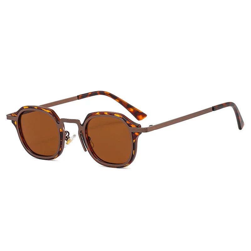 Nuevas gafas de sol cuadradas pequeñas de moda para hombres y mujeres, gafas de sol Retro Punk para hombre y mujer, gafas de conducción Vintage a la moda UV400, leopardo negro