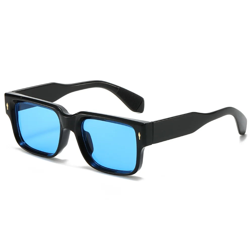 Gafas de sol cuadradas a la moda para mujer, gafas de sol de lujo de marca Retro de diseñador para hombre, gafas de sol de leopardo azul y verde, gafas de sol UV400