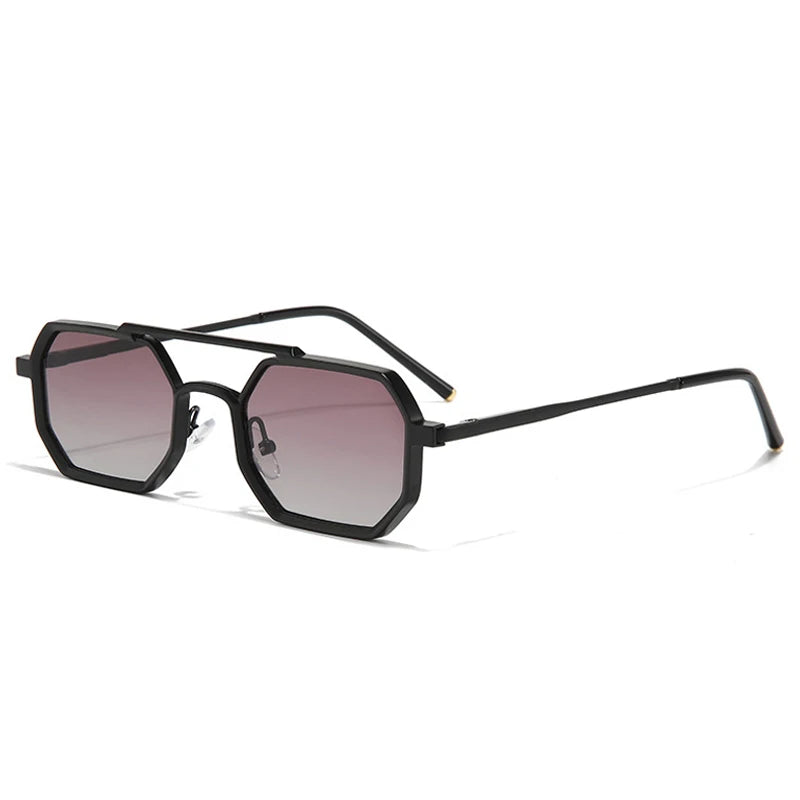 SHAUNA Retro doble puente hombres polígono pequeñas gafas de sol cuadradas moda claro océano gradiente lente gafas mujeres marco de Metal