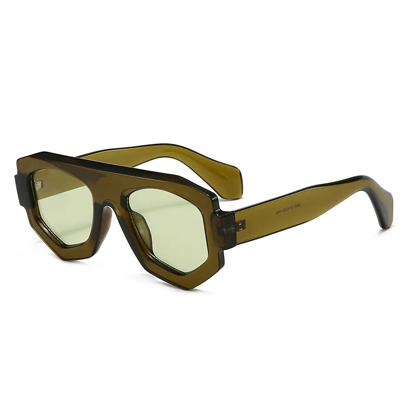 Gafas de sol poligonales de diseñador de marca Vintage para mujer, gafas de sol de lujo a la moda para hombre, gafas de sol Punk ovaladas a la moda UV400 2025