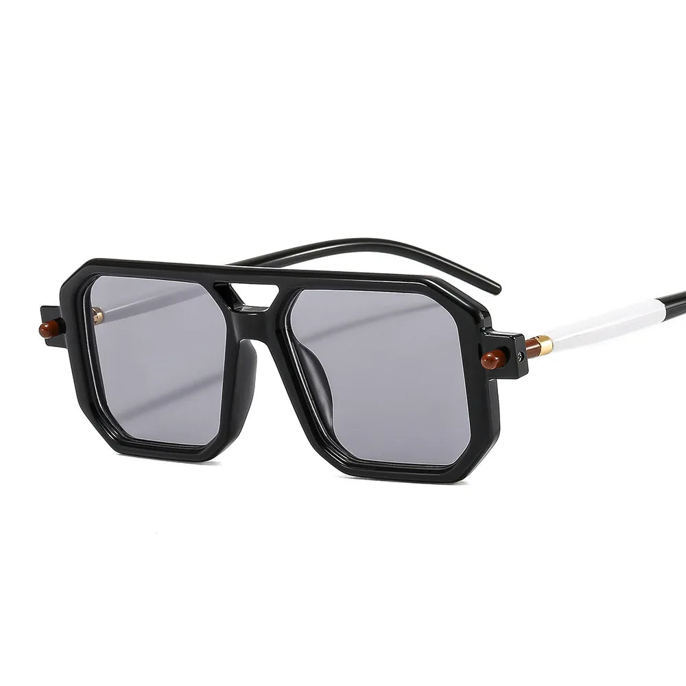 Gafas de sol cuadradas para hombre y mujer, lentes de sol cuadradas a la moda, de lujo, Retro, doble puente, transparentes, anti-blu-ray, marco de Tranding Shades, UV400