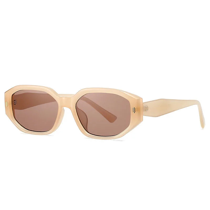 SHAUNA Gafas de sol cuadradas poligonales de moda para mujer, gafas de sol con gradiente UV400, remaches Retro para hombre
