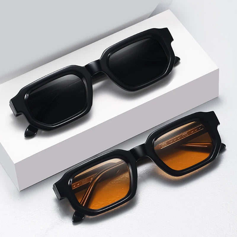 SHAUNA Retro rectángulo mujeres gafas de sol de lujo moda tonos verdes oscuros UV400 tendencia hombres Punk gafas de sol