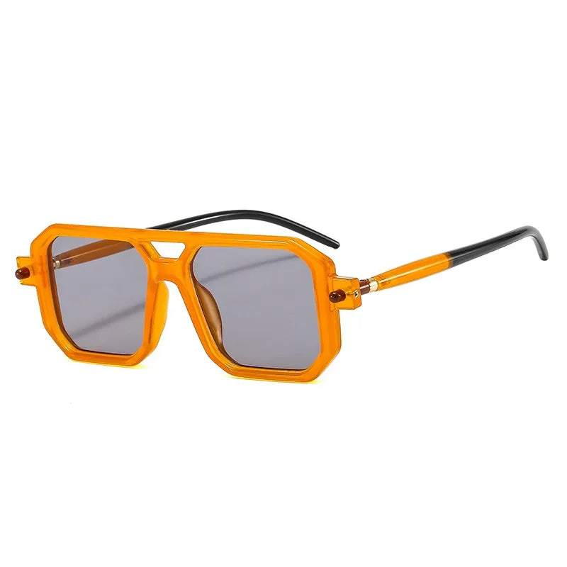 Gafas de sol cuadradas para hombre y mujer, lentes de sol cuadradas a la moda, de lujo, Retro, doble puente, transparentes, anti-blu-ray, marco de Tranding Shades, UV400