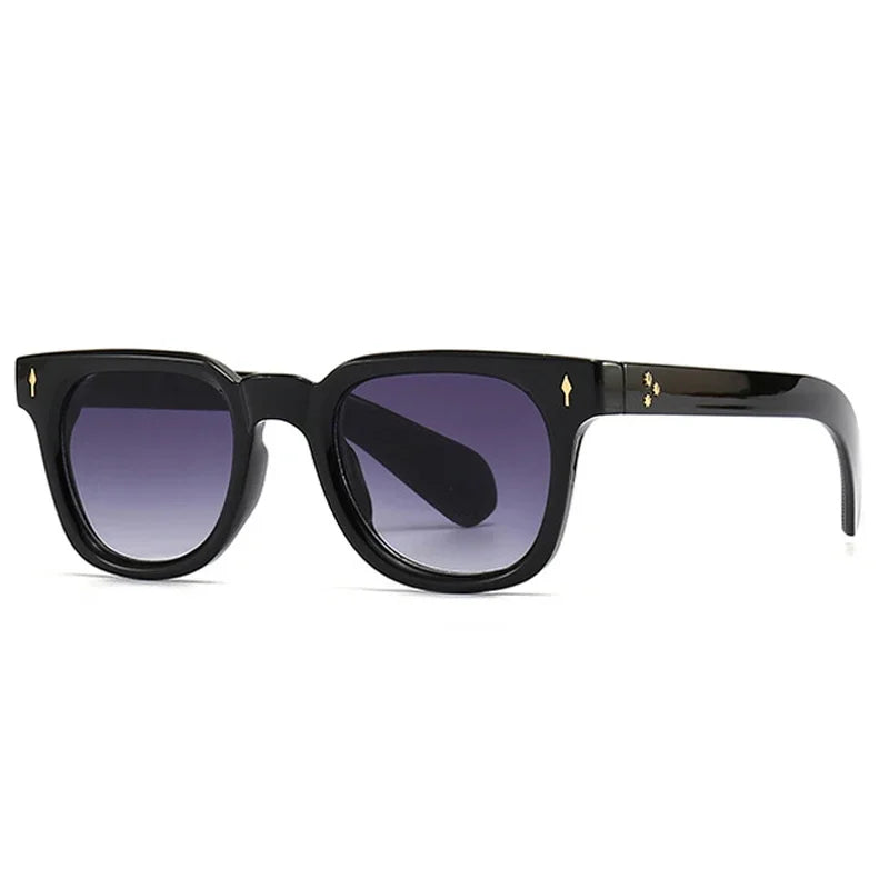 Gafas de sol cuadradas retro con remaches para hombre, gafas de sol verdes UV400 a la moda para mujer