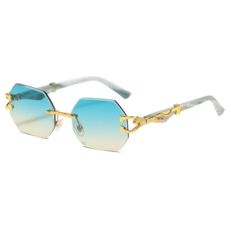 Gafas de sol hexagonales sin montura cuadradas para mujer, Gafas de sol Retro para hombre, Gafas de diseñador de marca, Gafas UV400, Gafas femeninas