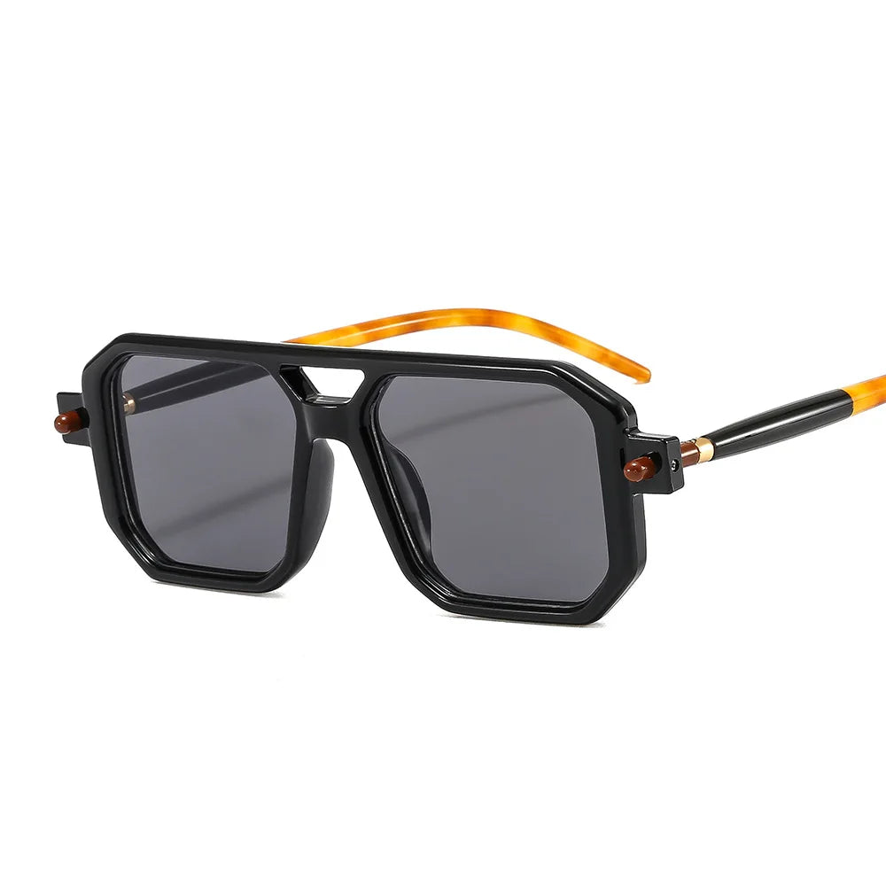 Gafas de sol cuadradas para hombre y mujer, lentes de sol cuadradas a la moda, de lujo, Retro, doble puente, transparentes, anti-blu-ray, marco de Tranding Shades, UV400