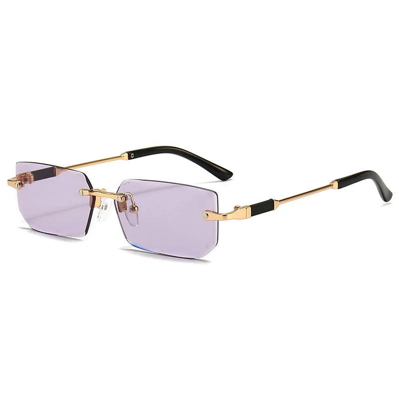 Gafas de sol sin montura rectangulares a la moda populares para mujeres y hombres, gafas de sol cuadradas pequeñas para mujer y hombre, gafas de viaje de verano