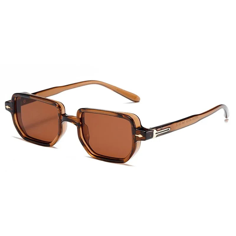 Gafas de sol rectangulares para hombre y mujer, lentes de Color caramelo para fiesta en la calle, ir de compras, playa