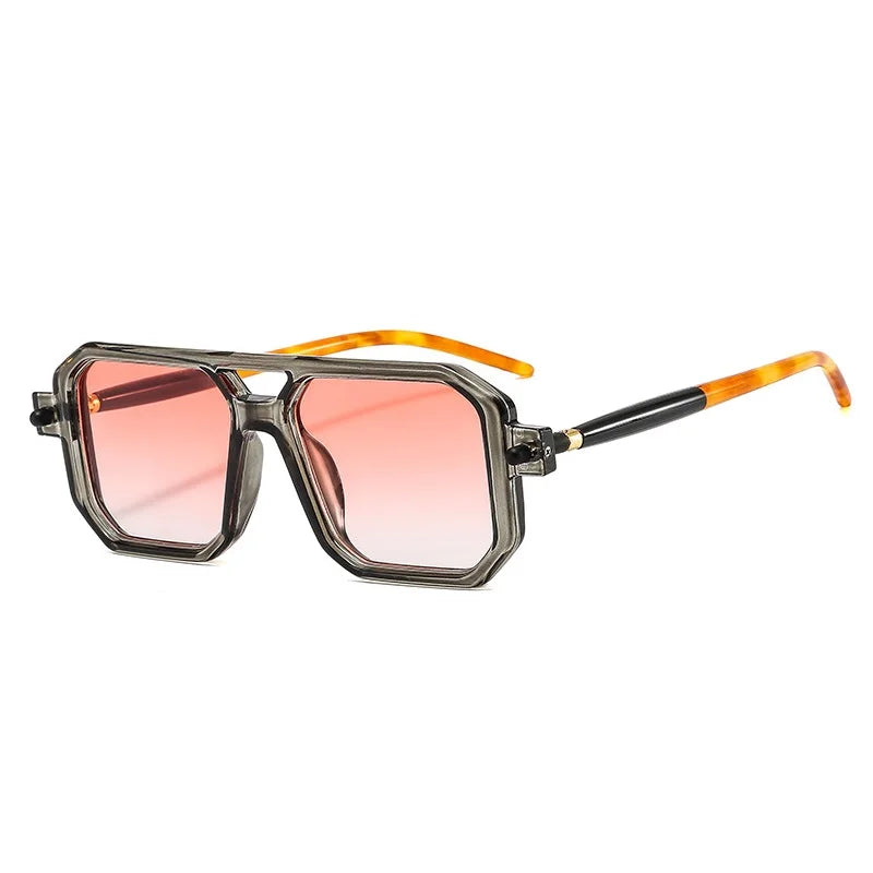 Gafas de sol cuadradas para hombre y mujer, lentes de sol cuadradas a la moda, de lujo, Retro, doble puente, transparentes, anti-blu-ray, marco de Tranding Shades, UV400