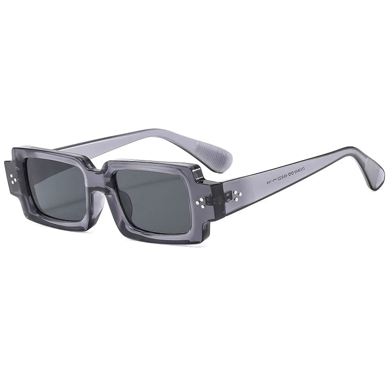Gafas de sol cuadradas retro para mujer y hombre, gafas de sol con gradiente transparente y remaches de moda UV400