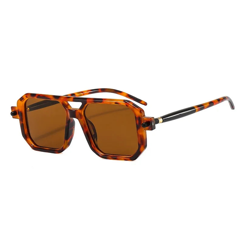 Gafas de sol cuadradas para hombre y mujer, lentes de sol cuadradas a la moda, de lujo, Retro, doble puente, transparentes, anti-blu-ray, marco de Tranding Shades, UV400