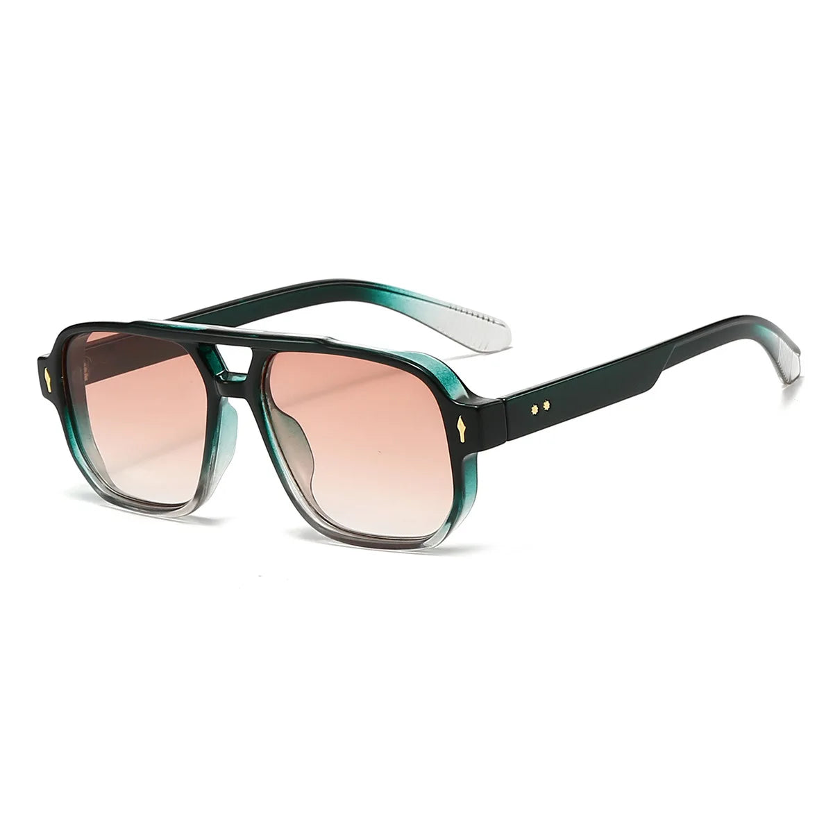 Gafas de sol cuadradas clásicas de doble puente para mujer y hombre, lentes transparentes a la moda con lentes oceánicos, remaches de tendencia, gafas de sol femeninas UV400