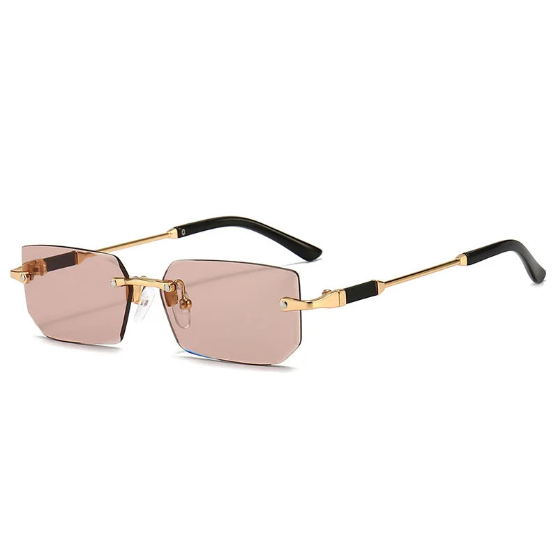 Gafas de sol sin montura rectangulares a la moda populares para mujeres y hombres, gafas de sol cuadradas pequeñas para mujer y hombre, gafas de viaje de verano