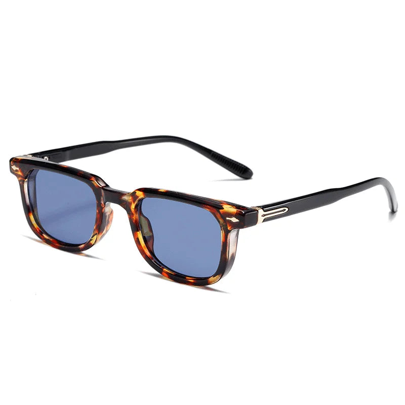 Gafas de sol cuadradas Vintage de lujo para hombre, gafas de sol con remaches para conducir, gafas de leopardo con gradiente a la moda, gafas de sol de moda azules y verdes UV400