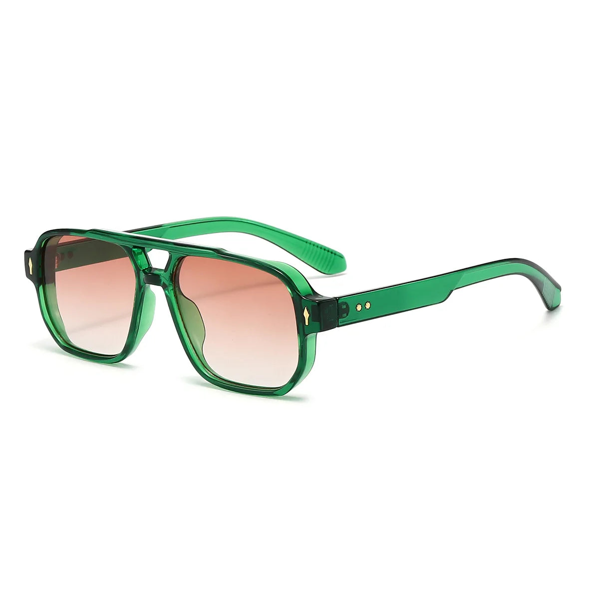 Gafas de sol cuadradas clásicas de doble puente para mujer y hombre, lentes transparentes a la moda con lentes oceánicos, remaches de tendencia, gafas de sol femeninas UV400