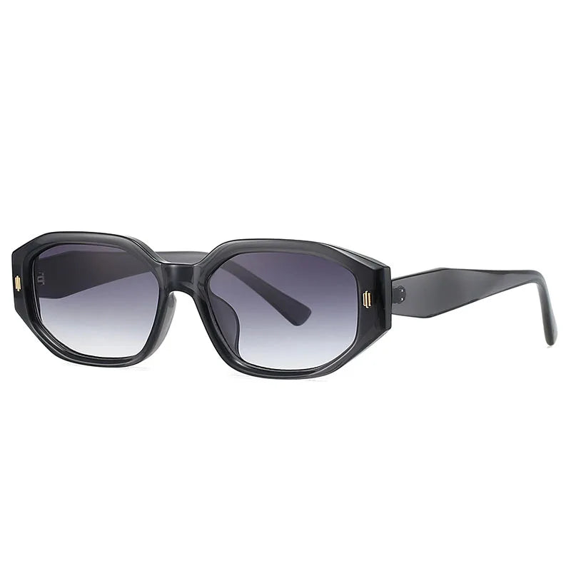 SHAUNA Gafas de sol cuadradas poligonales de moda para mujer, gafas de sol con gradiente UV400, remaches Retro para hombre