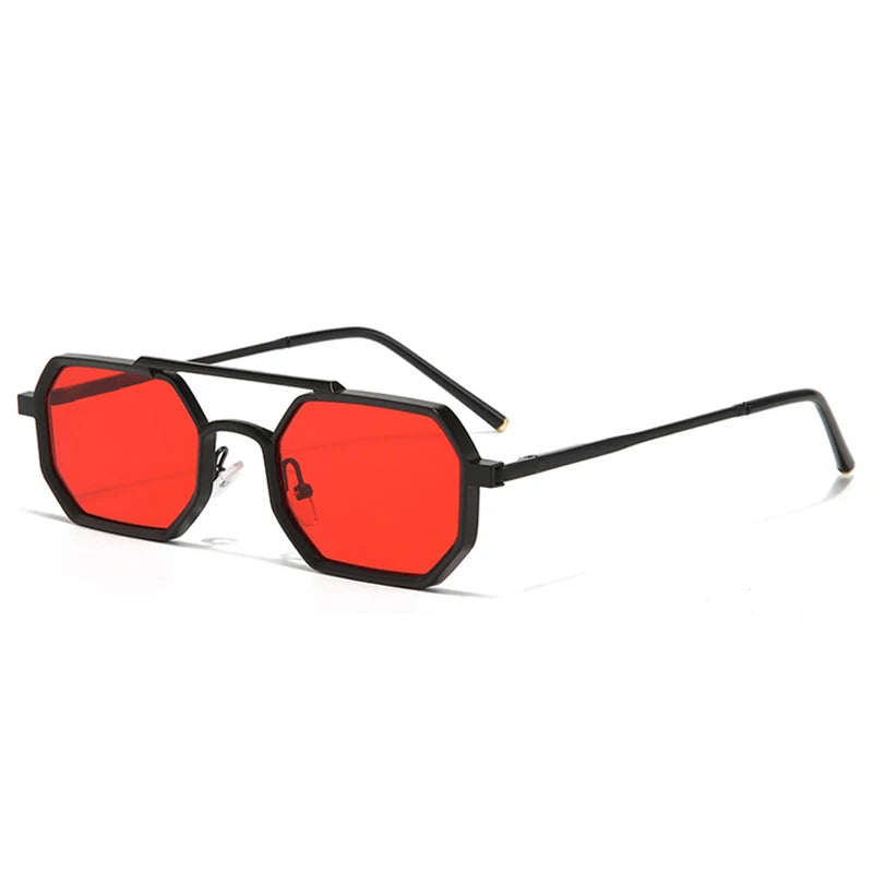 SHAUNA Retro doble puente hombres polígono pequeñas gafas de sol cuadradas moda claro océano gradiente lente gafas mujeres marco de Metal