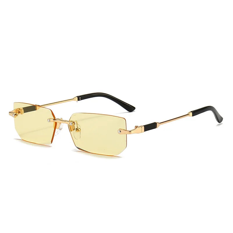 Gafas de sol sin montura rectangulares a la moda populares para mujeres y hombres, gafas de sol cuadradas pequeñas para mujer y hombre, gafas de viaje de verano