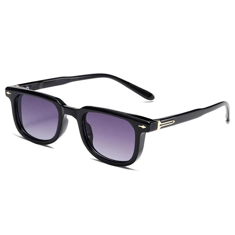 Gafas de sol cuadradas Vintage de lujo para hombre, gafas de sol con remaches para conducir, gafas de leopardo con gradiente a la moda, gafas de sol de moda azules y verdes UV400
