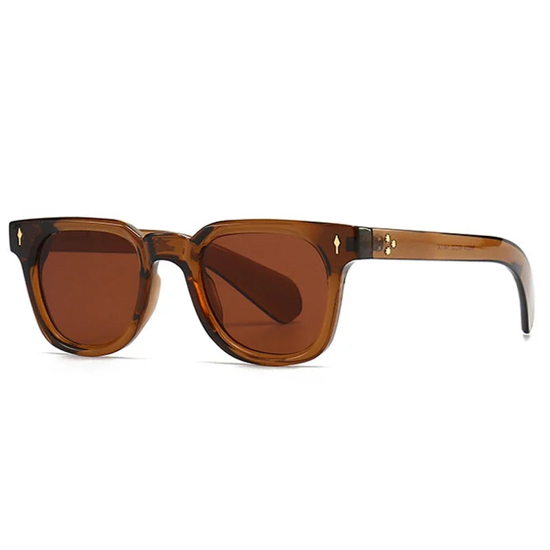 Gafas de sol cuadradas retro con remaches para hombre, gafas de sol verdes UV400 a la moda para mujer