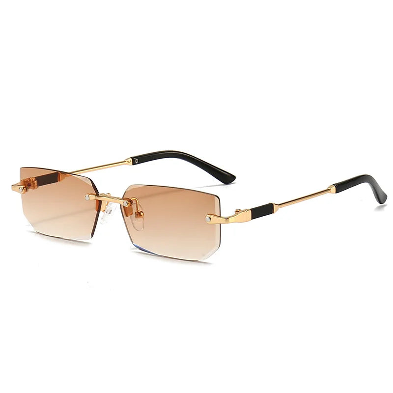 Gafas de sol sin montura rectangulares a la moda populares para mujeres y hombres, gafas de sol cuadradas pequeñas para mujer y hombre, gafas de viaje de verano