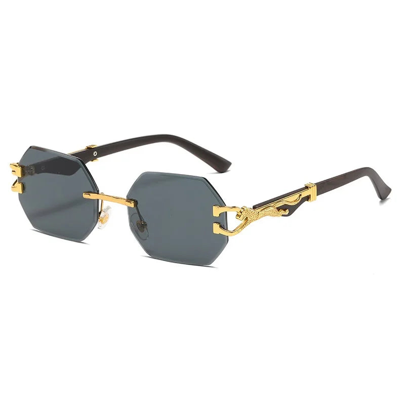 Gafas de sol hexagonales sin montura cuadradas para mujer, Gafas de sol Retro para hombre, Gafas de diseñador de marca, Gafas UV400, Gafas femeninas