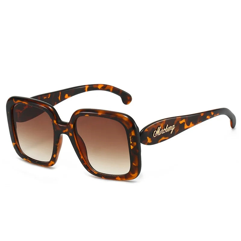 Gafas de sol cuadradas con gradiente de carey Retro para mujer, marca Y2K, diseño de montura con personalidad, gafas de sol a la moda que combinan con todo para hombre UV400