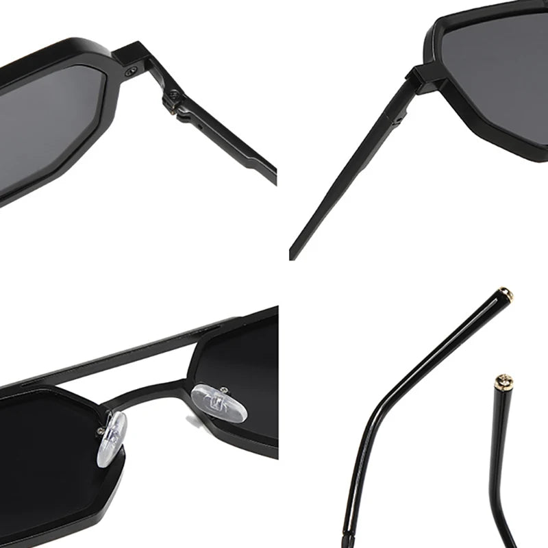 SHAUNA Retro doble puente hombres polígono pequeñas gafas de sol cuadradas moda claro océano gradiente lente gafas mujeres marco de Metal