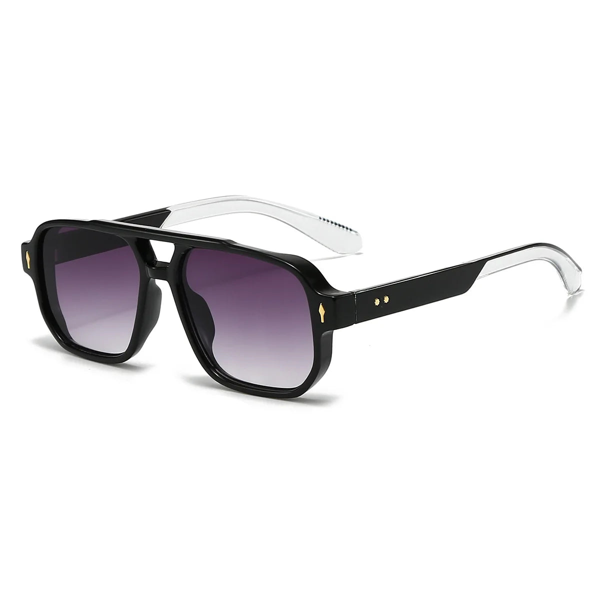 Gafas de sol cuadradas clásicas de doble puente para mujer y hombre, lentes transparentes a la moda con lentes oceánicos, remaches de tendencia, gafas de sol femeninas UV400