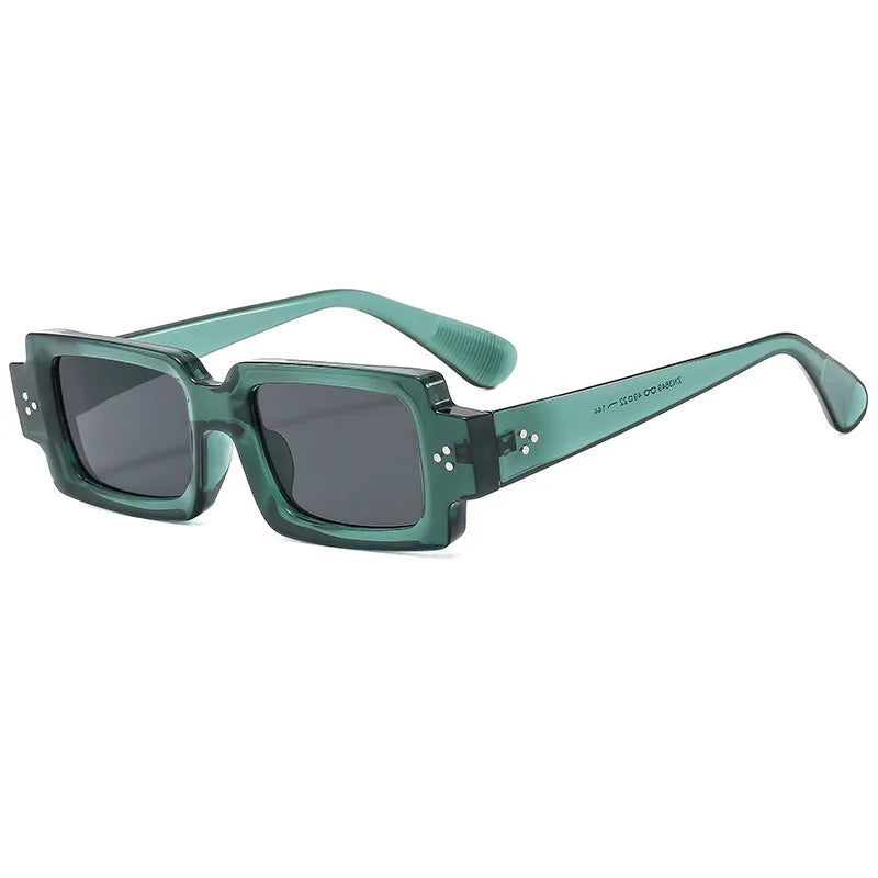 Gafas de sol cuadradas retro para mujer y hombre, gafas de sol con gradiente transparente y remaches de moda UV400