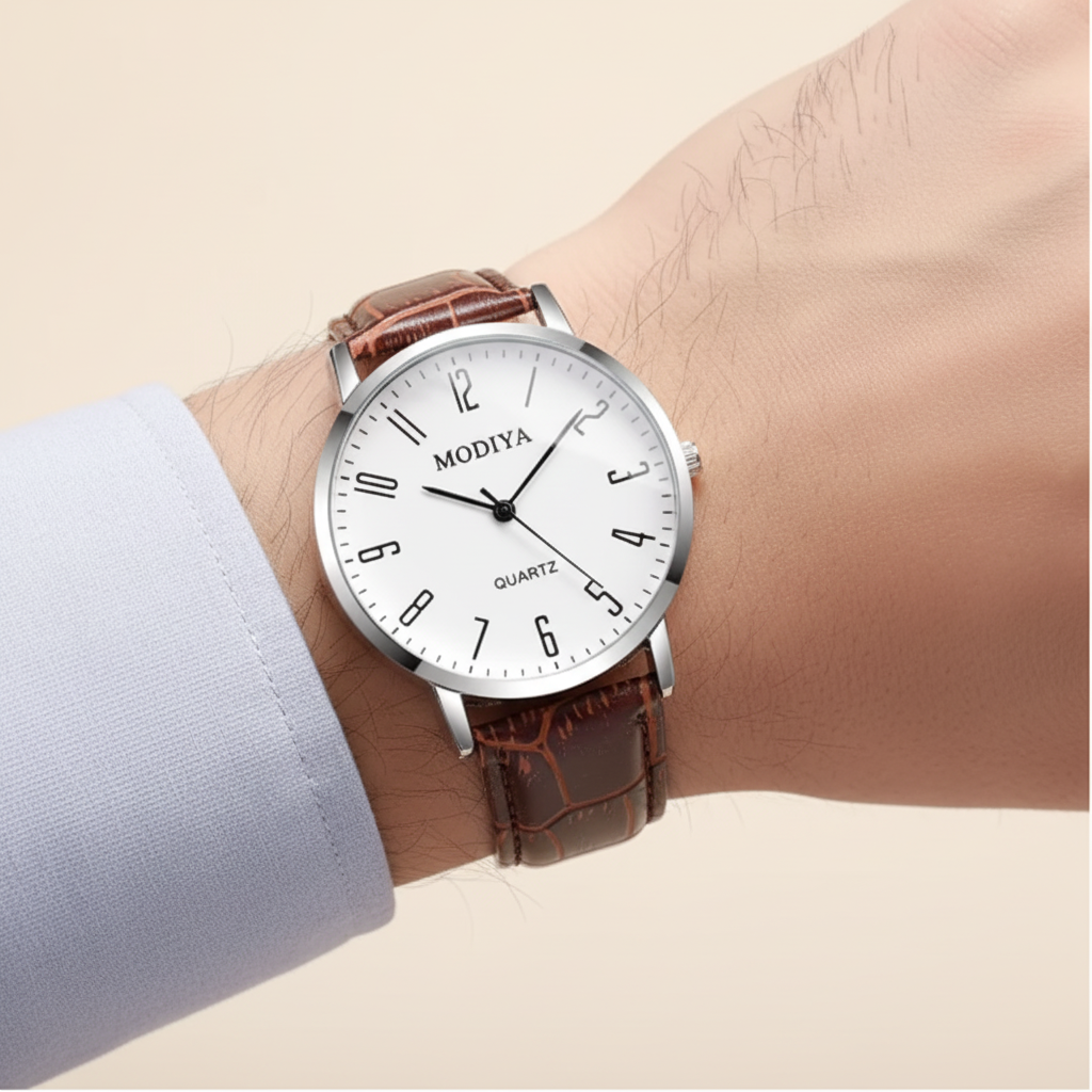 8 relógios clássicos com pulseiras de couro