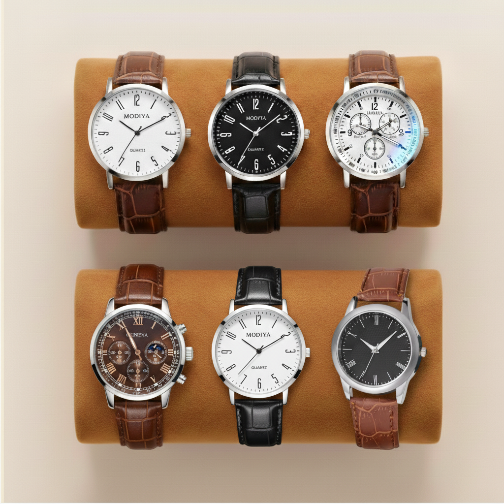 8 relógios clássicos com pulseiras de couro