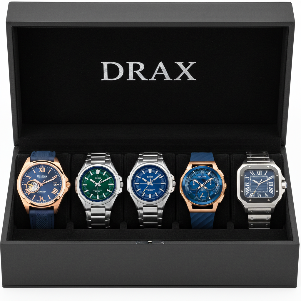 Caja con 5 Relojes DRAX (Liquidación de Enero)