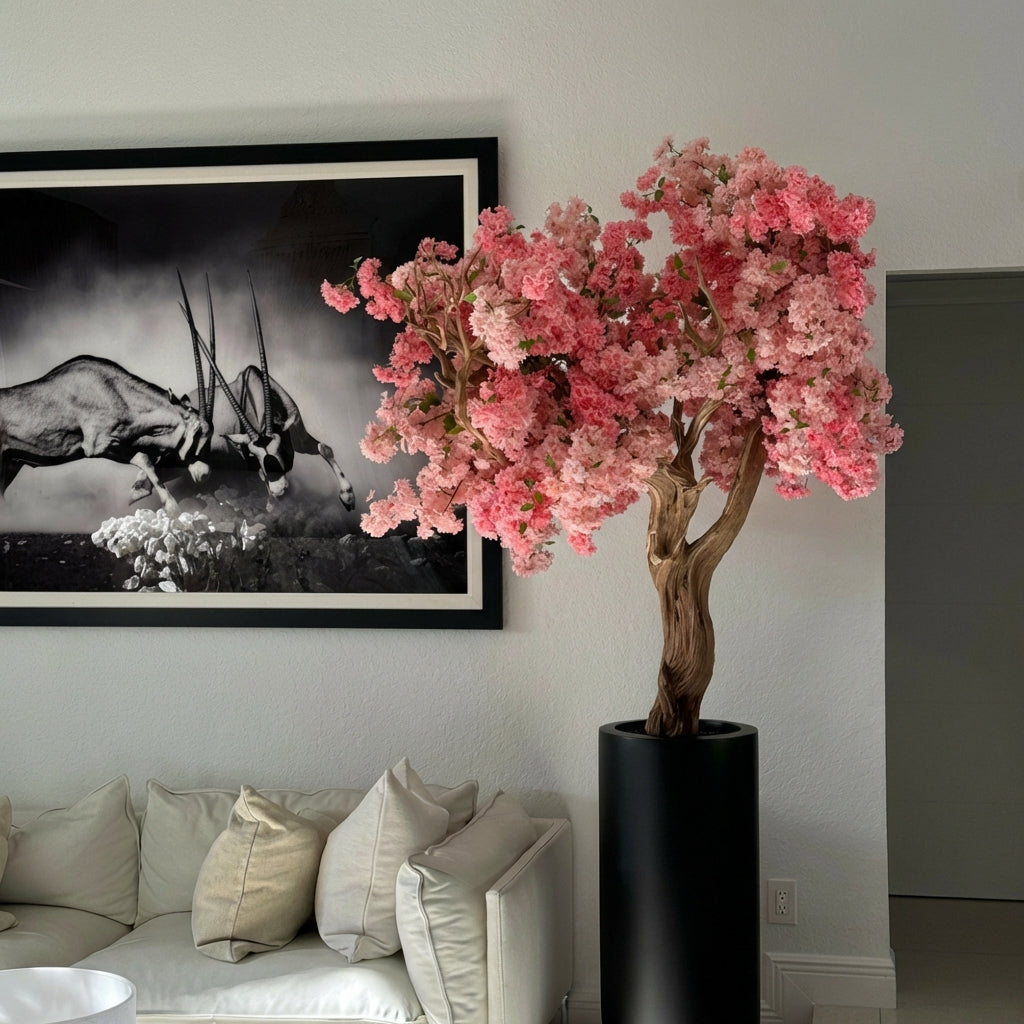 Bonsái artificial grande Cerezo Rosa con la maceta incluida