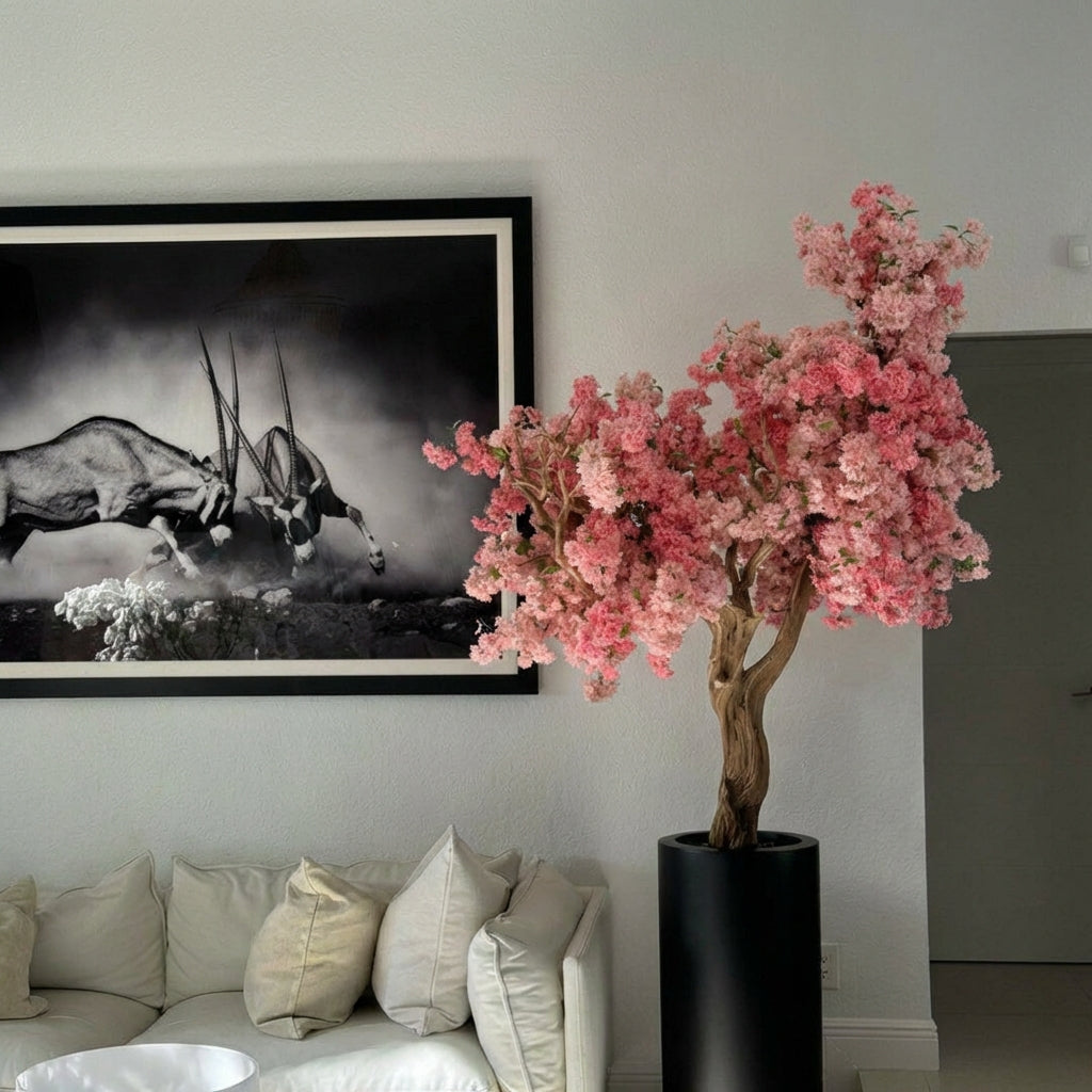 Bonsái artificial grande Cerezo Rosa con la maceta incluida