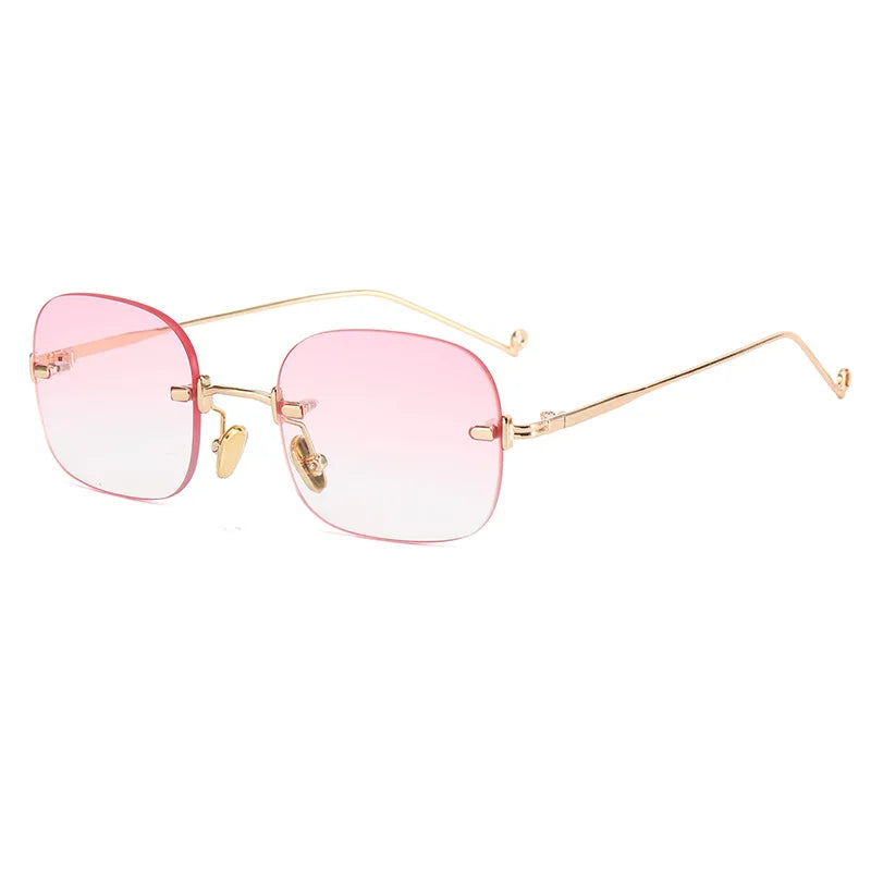 Gafas de sol Retro para mujer, lentes de sol con gradiente sin montura a la moda de diseñador de marca, lentes de corte sin marco, 2021