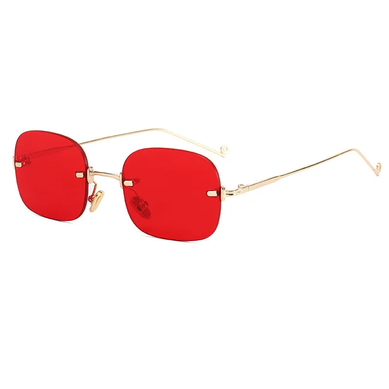 Gafas de sol Retro para mujer, lentes de sol con gradiente sin montura a la moda de diseñador de marca, lentes de corte sin marco, 2021
