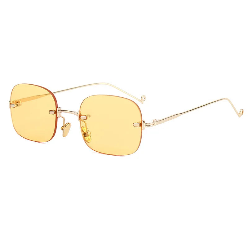 Gafas de sol Retro para mujer, lentes de sol con gradiente sin montura a la moda de diseñador de marca, lentes de corte sin marco, 2021