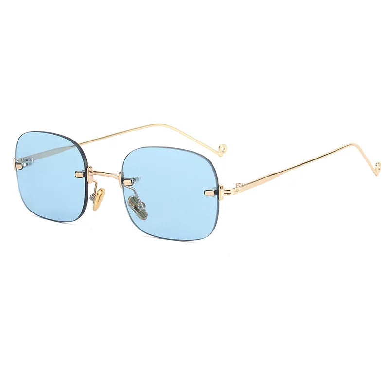 Gafas de sol Retro para mujer, lentes de sol con gradiente sin montura a la moda de diseñador de marca, lentes de corte sin marco, 2021