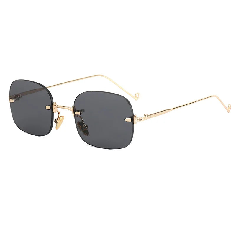 Gafas de sol Retro para mujer, lentes de sol con gradiente sin montura a la moda de diseñador de marca, lentes de corte sin marco, 2021