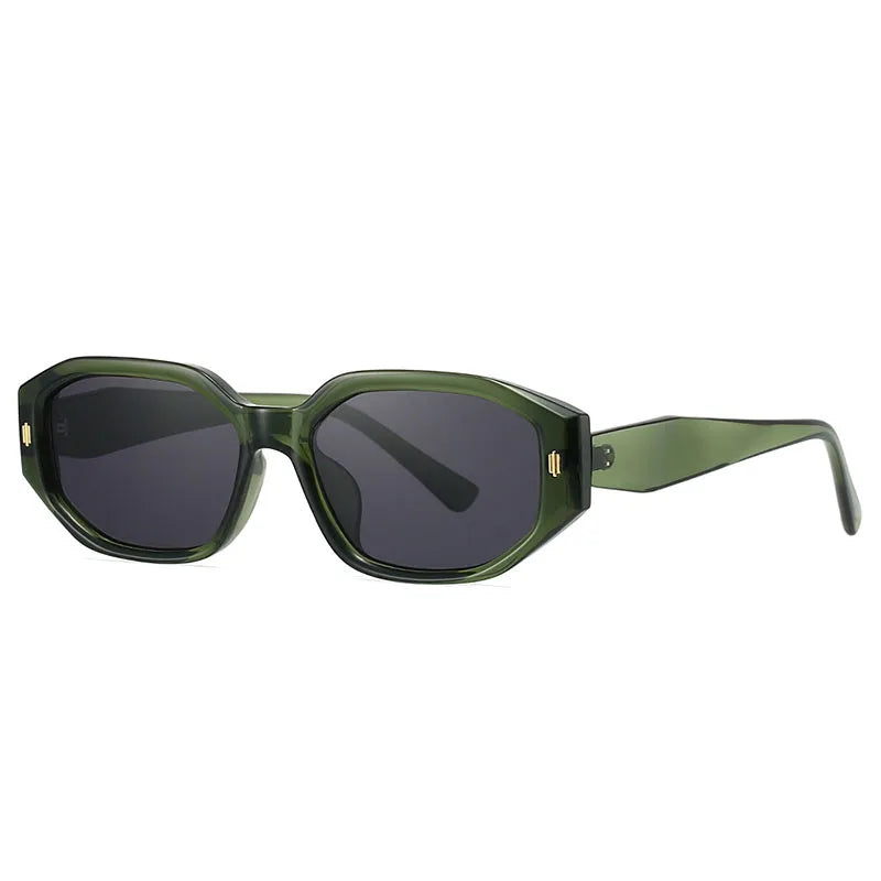 SHAUNA Gafas de sol cuadradas poligonales de moda para mujer, gafas de sol con gradiente UV400, remaches Retro para hombre