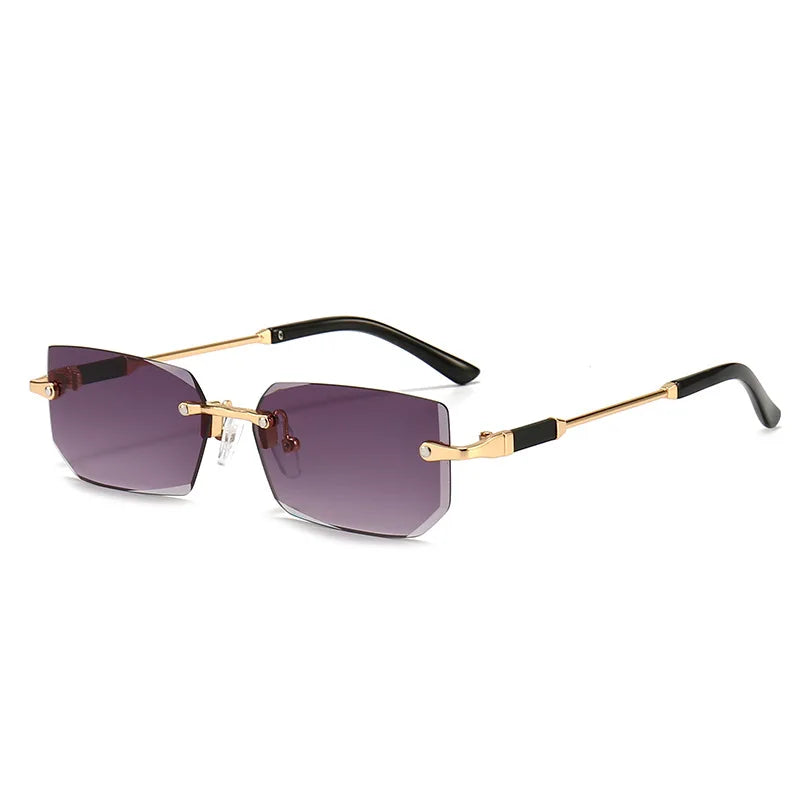 Gafas de sol sin montura rectangulares a la moda populares para mujeres y hombres, gafas de sol cuadradas pequeñas para mujer y hombre, gafas de viaje de verano