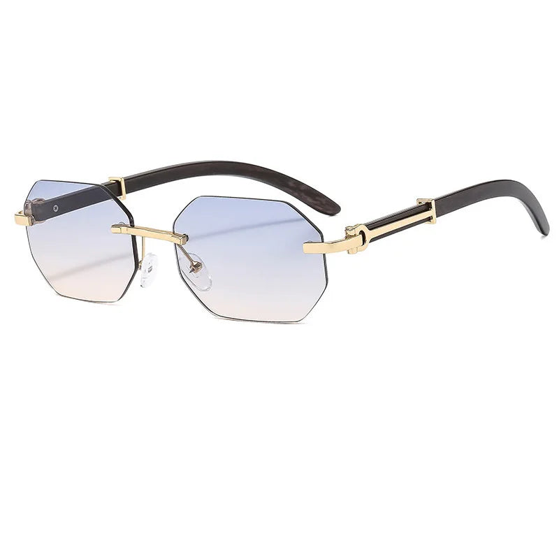 Gafas de sol redondas de metal vintage Gafas con gradiente sin montura UV400 para mujeres Gafas de sol de moda para hombres