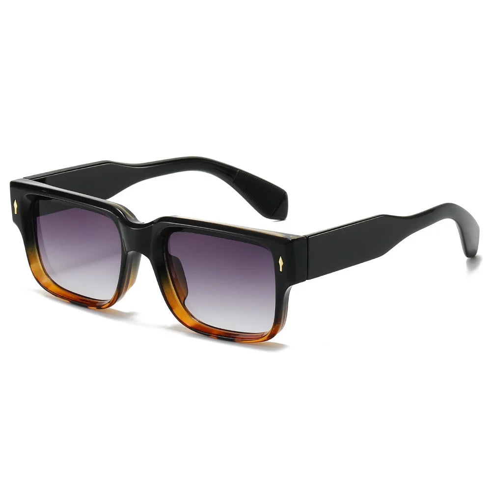 Gafas de sol cuadradas a la moda para mujer, gafas de sol de lujo de marca Retro de diseñador para hombre, gafas de sol de leopardo azul y verde, gafas de sol UV400