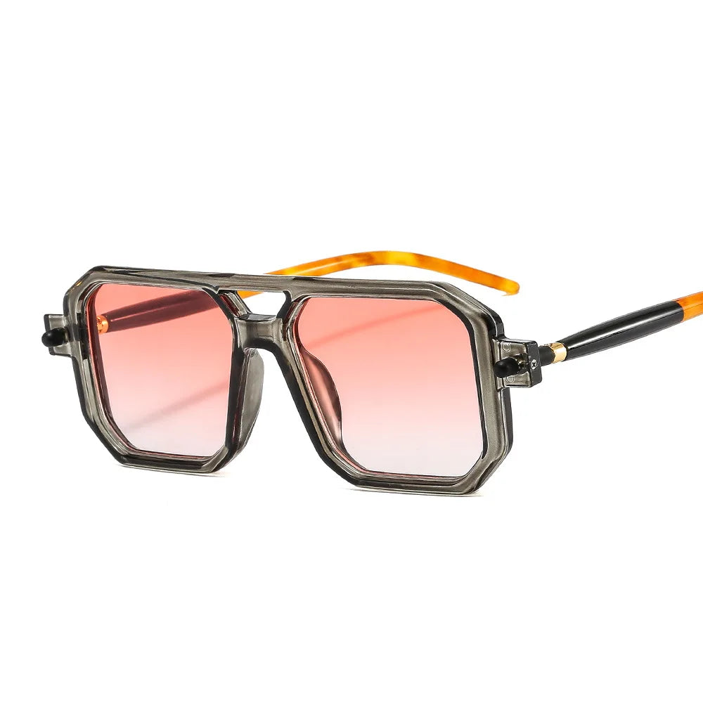 Gafas de sol cuadradas para hombre y mujer, lentes de sol cuadradas a la moda, de lujo, Retro, doble puente, transparentes, anti-blu-ray, marco de Tranding Shades, UV400