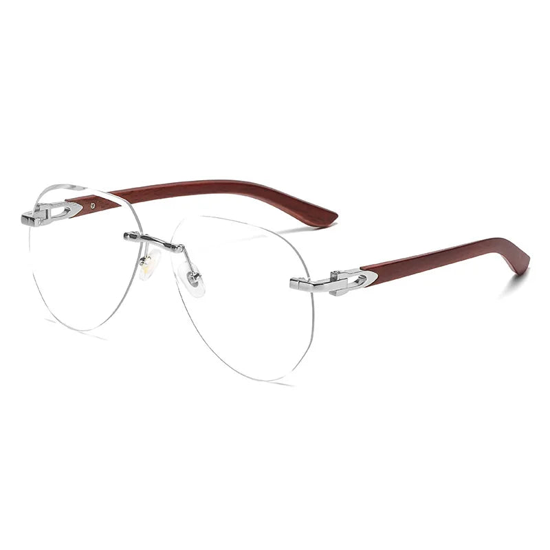 Gafas de sol de piloto Vintage sin montura para mujer y hombre, gafas de sol de marca de lujo de diseñador Punk, gafas de sol con gradiente populares de grano de madera UV400