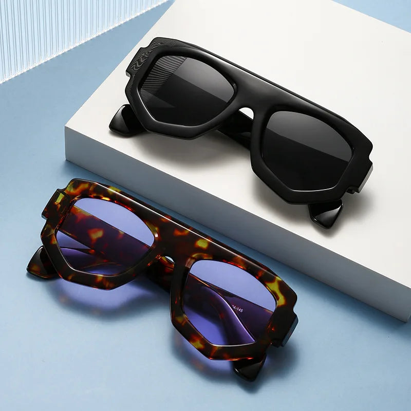 Gafas de sol poligonales de diseñador de marca Vintage para mujer, gafas de sol de lujo a la moda para hombre, gafas de sol Punk ovaladas a la moda UV400 2025