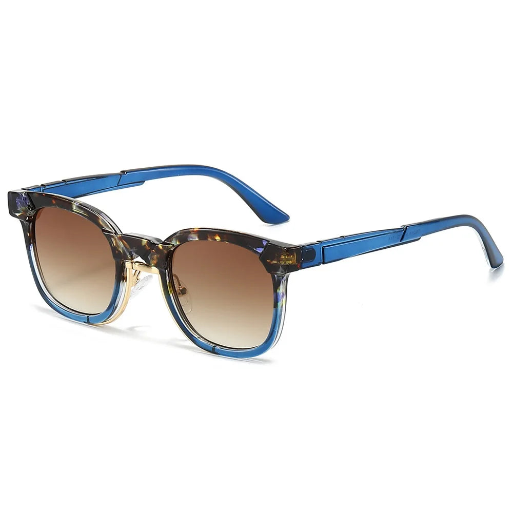 Gafas de sol cuadradas de moda para mujer y hombre, gafas de sol redondas con gradiente, remaches Retro, gafas de sol verdes de lujo UV400