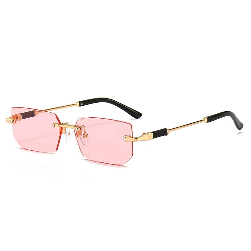 Gafas de sol sin montura rectangulares a la moda populares para mujeres y hombres, gafas de sol cuadradas pequeñas para mujer y hombre, gafas de viaje de verano
